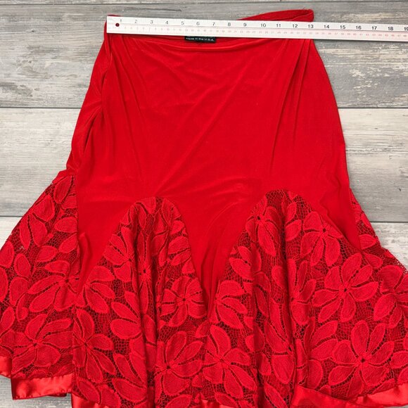 Dance America  Sz M Red Latin/Swing Skirt & Top Lace Insets - Picture 6 of 10
